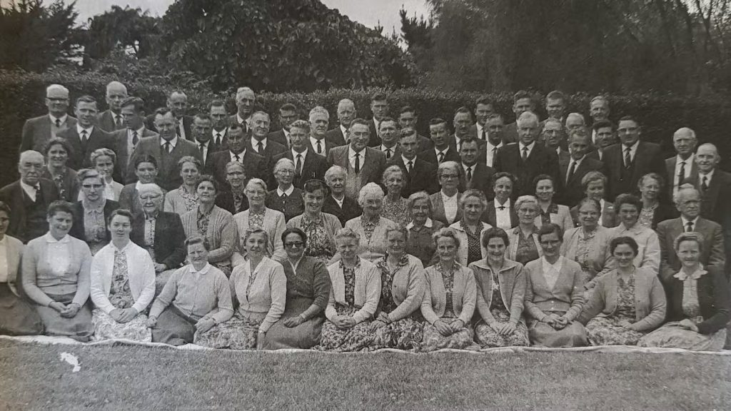 A photo of members of the Truth or the Two by Twos (2x2) church, taken in Masterton in 1962.